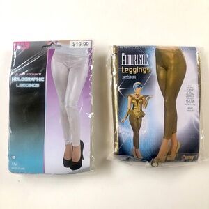 NWT Holographic & Gold Lame Leggings
